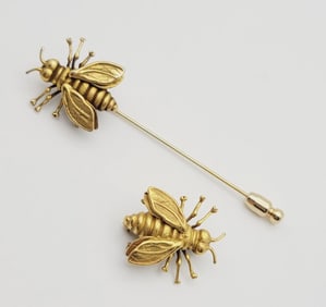 Vintage 1982 MMA Brass Tone Bee Pins Vintage 1982 MMA Brass Tone Bee Pins