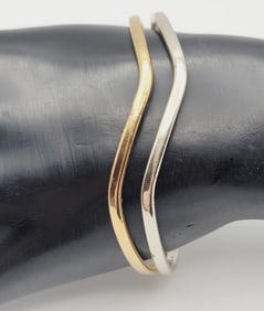Vintage Sergio Lub Silver and Copper Cuff Bracelet Measures 5" Bracelet Weighs 16.5 Grams