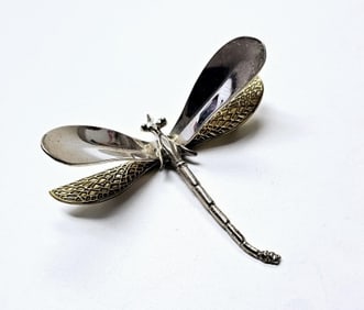 Large Sterling Silver Dragonfly Brooch Brooch weighs 19.5 Grams