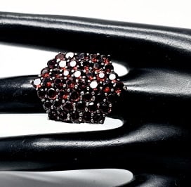 Sterling Silver Garnet Cluster Ring Ring weighs 14.8 Grams Size 6
