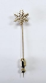 14K Yellow Gold Snowflake Stick Pin Pin weighs 2.0 Grams