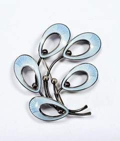 Jemax Signed Sterling Silver Enamel Brooch Denmark Brooch weighs 13.5 Grams