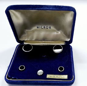 Vintage Hickok 10K Gold Filled Cufflinks & Button Vintage Hickok 10K Gold Filled Cufflinks & Button
