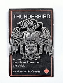 Handcrafted Pewter Thunderbird Brooch Canada Brooch weighs 18.0 Grams