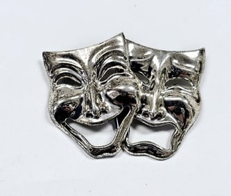 Sterling Beau Signed Comedy Tragedy Brooch Brooch weighs 7.1 Grams