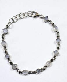 Sterling Silver Rainbow Moonstone Bracelet Bracelet weighs 10.4 Grams