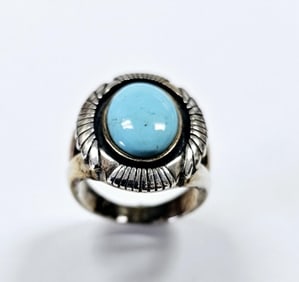 Vintage Carolyn Pollack Turquoise Ring Ring weighs 12.3 Grams Size 8.5