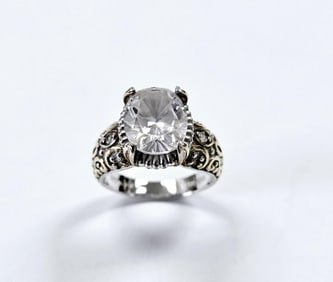 Verragio Sterling Silver White CZ Cocktail Ring Ring weighs 8.9 Grams Size 9