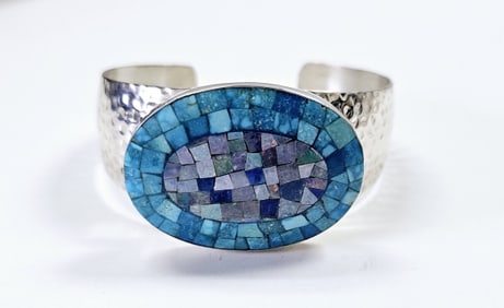 Jay King Sterling Mosaic Turquoise & Opal Bracelet Bracelet weighs 40.5 Grams