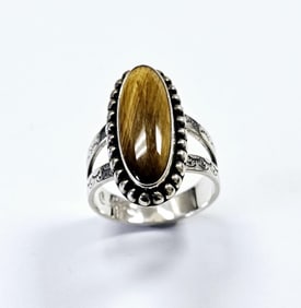 Carolyn Pollack Relios Sterling Tiger's Eye Ring Ring weighs 9.3 Grams Size 9