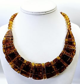 Kay King Sterling Silver Amber Bib Necklace Necklace weighs 35.0 Grams Measures 18"
