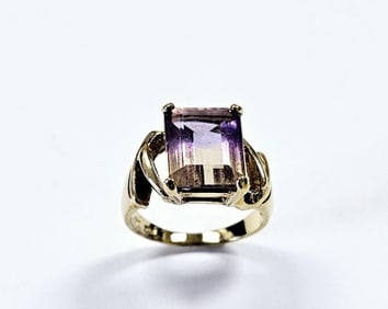 Sterling Silver Gold Plated Ametrine Ring Ring weighs 6.0 Grams Size 8