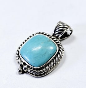 GSJ Sterling Silver Turquoise Necklace Pendant Pendant weighs 6.5 Grams