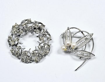 Two Vintage Silver Tone Brooches Two Vintage Silver Tone Brooches