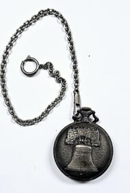 Vintage Pewter Tone Bicentennial Pocket Watch Watch not tested.