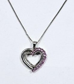 10K & 14K Pink Sapphire & Diamond Accent Necklace Necklace chain is 14K Yellow