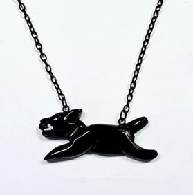 Hotcakes Design  Molded Resin Scottie Dog Necklace Necklace weighs 8.2 Grams Measures 22"