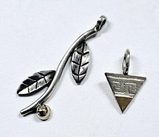 14K & Sterling Silver Necklace Pendants Pendants weigh 2.9 Grams total