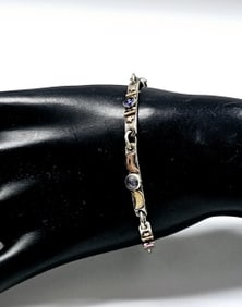 Sterling Gold Filled Amethyst Moon Stars Bracelet Bracelet weighs 9.8 Grams