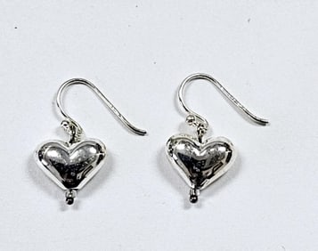 Sterling Silver Puffy Heart Earrings Earrings weigh 2.0 Grams