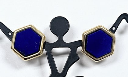 14K Yellow Gold Hexagon Lapis Earrings Earrings weigh 2.8 Grams