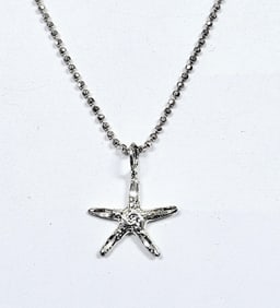 Sterling Silver Starfish Necklace Necklace weighs 3.9 Grams Measures 18"