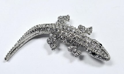 Vintage Silver Tone Rhinestone Alligator Brooch Vintage Silver Tone Rhinestone Alligator Brooch