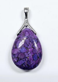 Sterling Silver Purple Copper Turquoise Pendant Pendant weighs 22.9 Grams