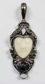 Sajen Sterling  Carved Goddess Gemstone Pendant Pendant weighs 16.9