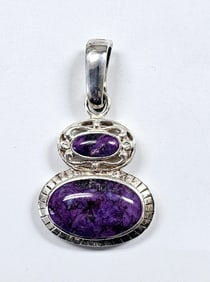 Sterling Silver Charoite Pendant Pendant weighs 11.5 Grams