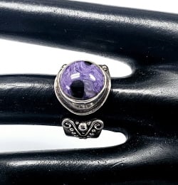 Sajen Sterling Silver Charoite Ring Ring weighs 9.2 Grams Size 6