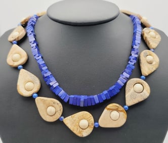 Jasper and Lapis Lazuli Necklace Set Jasper Necklace Measures 18"