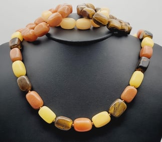 Jasper and Tigers Eye Necklace & Bracelets Necklace Measures 20"  Bracelets Measure 6"
