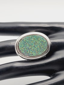 Sterling Silver Druzy Quartz Ring Ring Weighs 15.6 Grams  Size 9