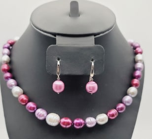 Honora Sterling Multi Color Pearl Set Necklace Measures