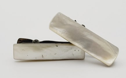 Vintage Brass Mother of Pearl Tie Clips Vintage Brass Mother of Pearl Tie Clips