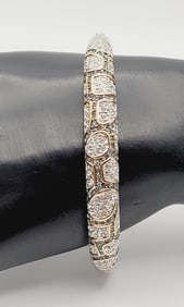 JBK Silver Tone Rhinestone Bracelet Bracelet Measures 5"