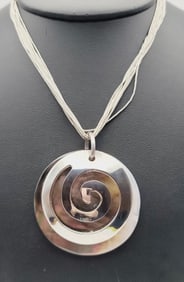 Sterling Silver Abalone Swirl  Necklace Necklace Measures 26"  Necklace Weighs 32.2 Grams