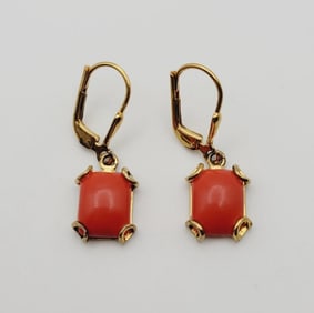Gold Plated Sterling Silver Coral Earrings Earrings Weigh 2.9 Grams