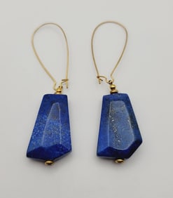 Lapis Lazuli Gold Tone Earrings Earrings Weigh 19 Grams