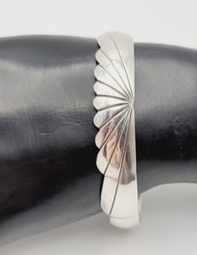 Harry Morgan Sterling Silver Carved Cuff Bracelet Bracelet Measures 5"  Bracelet Weighs 12.9 Grams