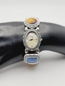 Ecclissi Sterling Silver Gemstone Watch Bracelet Measures 8" Bracelet Weighs 63 Grams
