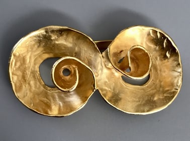 Vintage Unsigned Norma Jean Matte Gold Rose Swirl Pin Brooch 1980’s