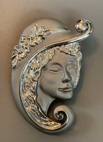 Signed Torino Silver Tone Lady Brooch Pin Signed Torino Silver Tone Lady Brooch Pin