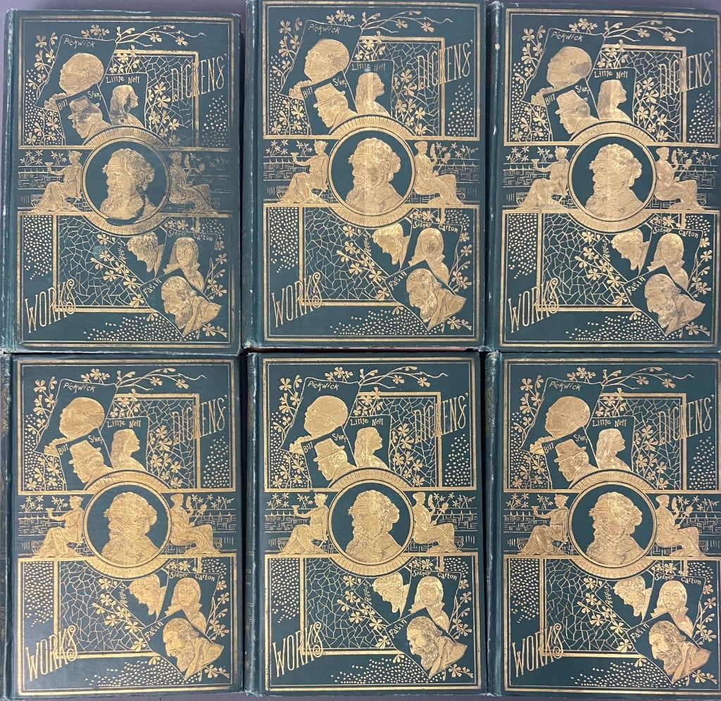 19th C Charles Dickens Book Set by Colliers Set of six books published by Collier's in the late (1 of 15)