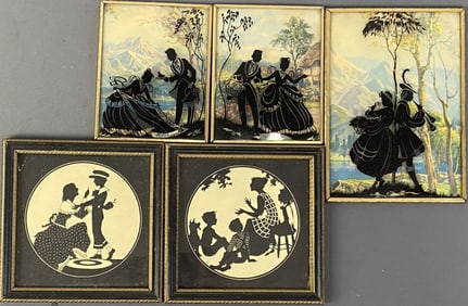 Vintage Silhouette Wall Hangings Set of Five Five silhouette illustrations from the mid 20th