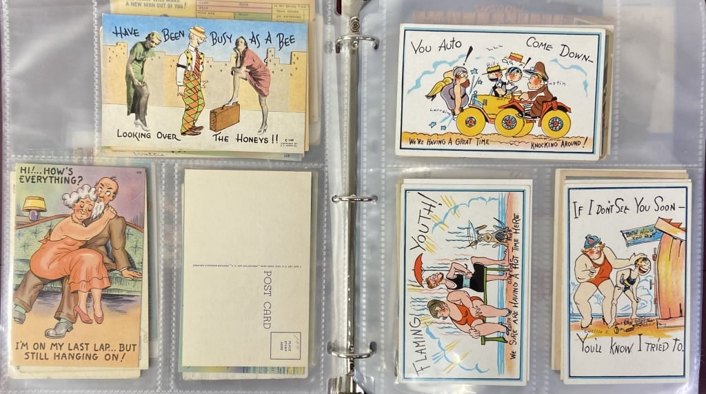 Antique & Vintage Postcards in Binder Large collection of humorous, picture, tourist, and naughty (1 of 12)