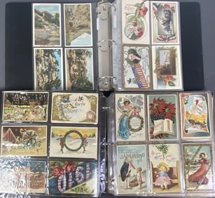 Antique Holiday Postcards Memorial Day, Xmas Two binders with over 100 postcards for Christmas,