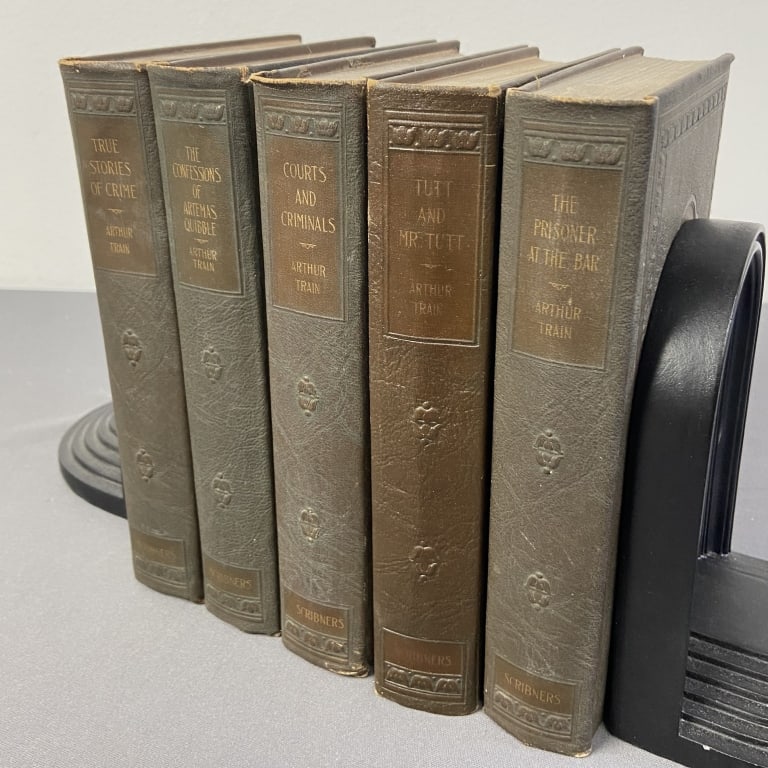 Vintage Arthur Train True Crime Books 1920's Set of five books by former New York County Assistant: Set of five books by former New York County Assistant District Attorney Arthur Train, published by Charles Scribner's Sons. Titles include The Confessions of Artemas Quibble 1924, True Stories of Crim