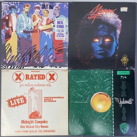 4 Vinyl Records Mazarati, Split Enz, X Rated Four vinyl records, all include protective sleeves,